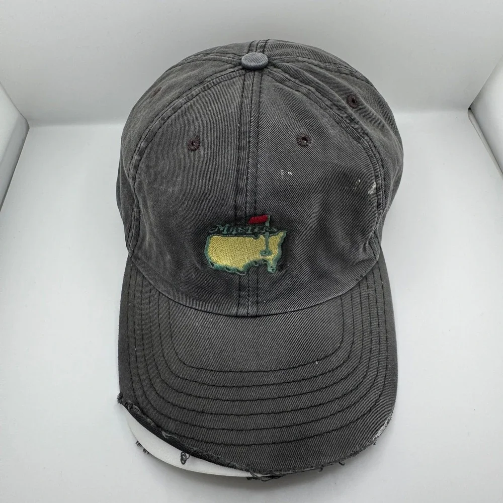 Vintage American Needle Masters Golf Hat OSFA Black Distressed Tournament Cap
